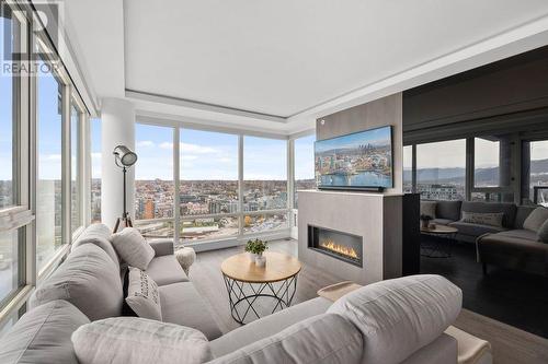 390X 1033 Marinaside Crescent, Vancouver, BC - Indoor Photo Showing Living Room With Fireplace