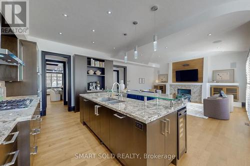 5 Pembury Avenue, Toronto (Bridle Path-Sunnybrook-York Mills), ON - Indoor Photo Showing Kitchen With Fireplace With Double Sink With Upgraded Kitchen