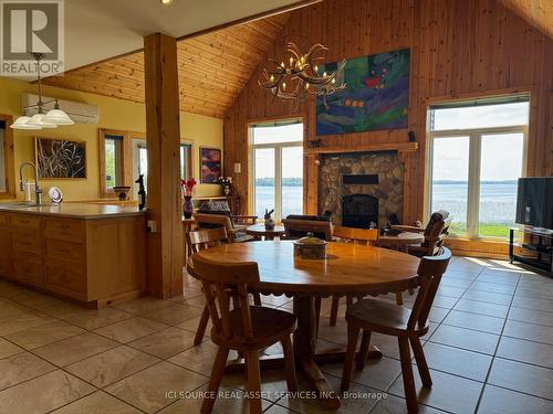 Lt 11 Groundhog Lake, Sudbury Remote Area, ON - Indoor Photo Showing Dining Room With Fireplace