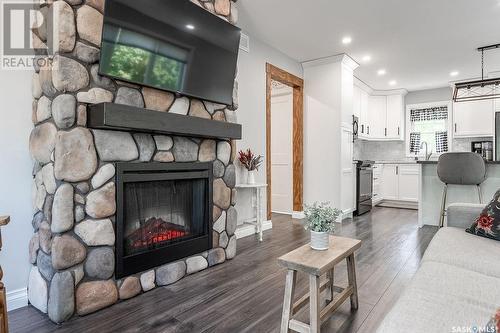 226 Evenson Avenue, Manitou Beach, SK - Indoor Photo Showing Living Room With Fireplace