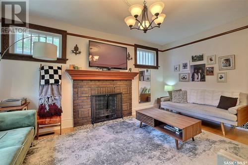 2215 Cameron Street, Regina, SK - Indoor Photo Showing Living Room With Fireplace