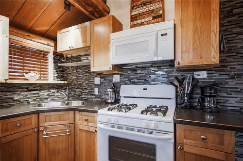 Cabin 10 Hatheume Lake Lodge, Peachland, BC - Indoor Photo Showing Kitchen With Double Sink