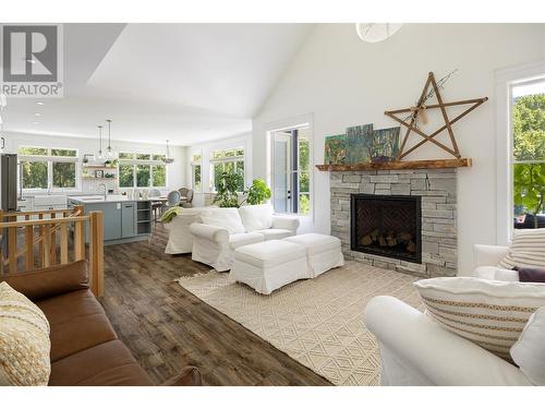 6984 Highway 6, Coldstream, BC - Indoor Photo Showing Living Room With Fireplace