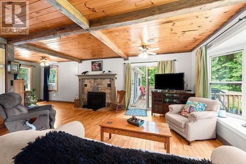 1505 Sheridan Rapids Road, Lanark Highlands, ON - Indoor Photo Showing Living Room With Fireplace