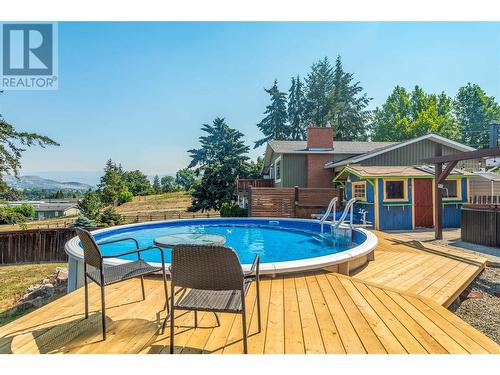 7005 Longacre Drive, Vernon, BC - Outdoor With Above Ground Pool With Deck Patio Veranda With Backyard