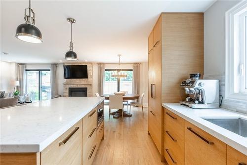 3410 Spruce Avenue, Burlington, ON - Indoor Photo Showing Kitchen With Fireplace