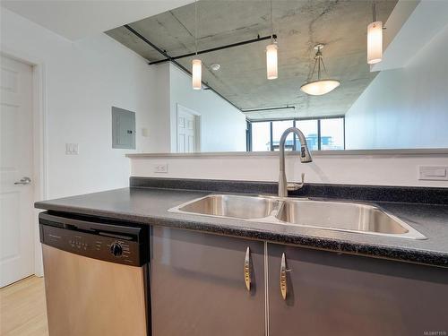 605-860 View St, Victoria, BC - Indoor Photo Showing Kitchen With Double Sink