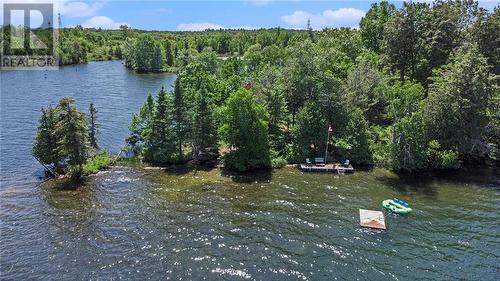 Aerial showing swim dock side - 246 Mcnally'S Lane, Westport, ON - Outdoor With Body Of Water With View