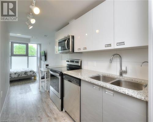 257 Hemlock Street Unit# 415, Waterloo, ON - Indoor Photo Showing Kitchen With Double Sink With Upgraded Kitchen