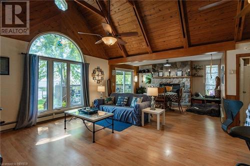 871 Jocko Point Road, North Bay, ON - Indoor Photo Showing Living Room With Fireplace