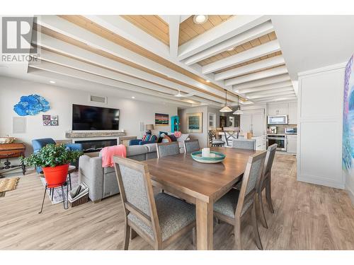 3350 Watt Road Unit# 3, Kelowna, BC - Indoor Photo Showing Dining Room With Fireplace