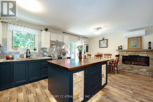 1335 Furniss Drive, Ramara (Brechin), ON - Indoor Photo Showing Kitchen With Fireplace With Double Sink