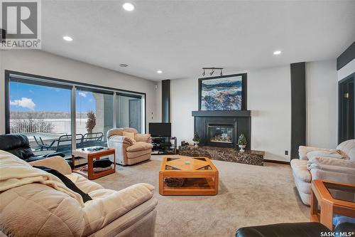 5702 Nelson Beach Drive, Wakaw Lake, SK - Indoor Photo Showing Living Room With Fireplace