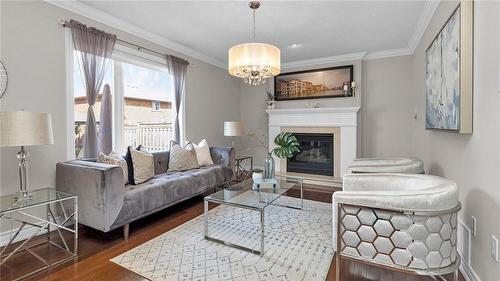 21 Haskins Court, Hamilton, ON - Indoor Photo Showing Living Room With Fireplace