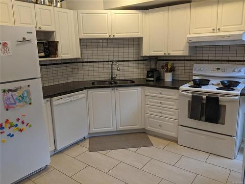 206-3160 Albina St, Saanich, BC - Indoor Photo Showing Kitchen With Double Sink