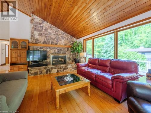 35 Avele Road, South Bruce Peninsula, ON - Indoor Photo Showing Living Room With Fireplace