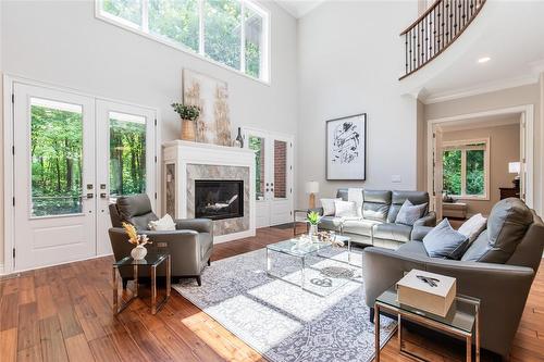 7774 Guelph Line, Milton, ON - Indoor Photo Showing Living Room With Fireplace