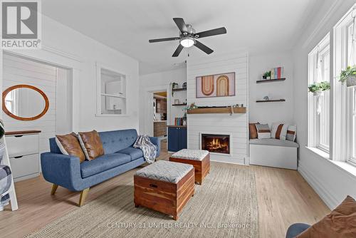 572 Rogers Street, Peterborough (Ashburnham), ON - Indoor Photo Showing Living Room With Fireplace