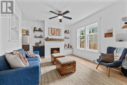 572 Rogers Street, Peterborough (Ashburnham), ON - Indoor Photo Showing Living Room With Fireplace