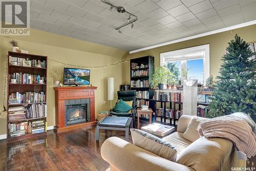 201 5Th Avenue, Caronport, SK - Indoor Photo Showing Living Room With Fireplace