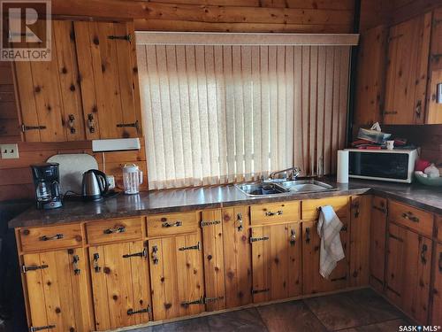 #5 Lookout Road, Jan Lake, SK - Indoor Photo Showing Kitchen With Double Sink