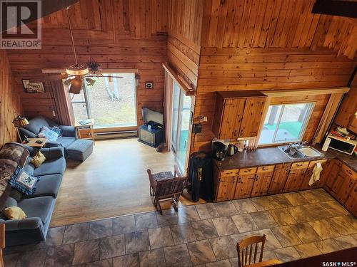 #5 Lookout Road, Jan Lake, SK - Indoor Photo Showing Living Room With Fireplace