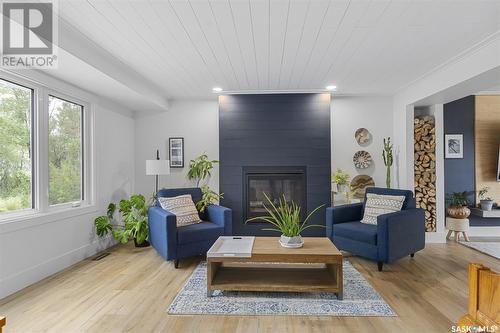 107 Prairie Drive, Aberdeen Rm No. 373, SK - Indoor Photo Showing Living Room With Fireplace