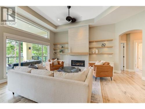 1102 Long Ridge Drive, Kelowna, BC - Indoor Photo Showing Living Room With Fireplace