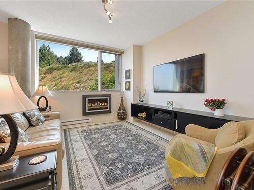 503-738 Sayward Hill Terr, Saanich, BC - Indoor Photo Showing Living Room With Fireplace