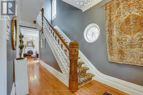 Grand Staircase and Stain glass window to exterior - 504 Waterloo Street, London, ON - Indoor Photo Showing Other Room