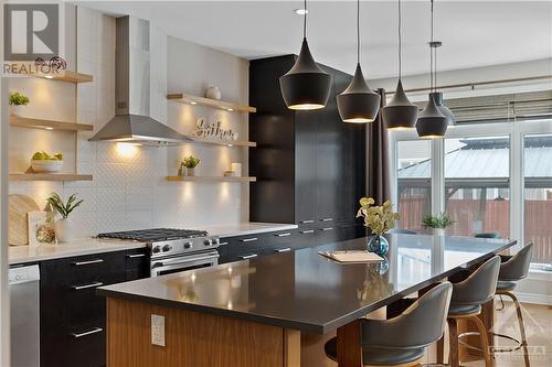 Floating Shelving with accent lights - 1870 Maple Grove Road, Ottawa, ON - Indoor Photo Showing Kitchen With Upgraded Kitchen