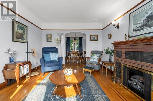 43 Strathearne Avenue, Hamilton (Homeside), ON - Indoor Photo Showing Living Room With Fireplace