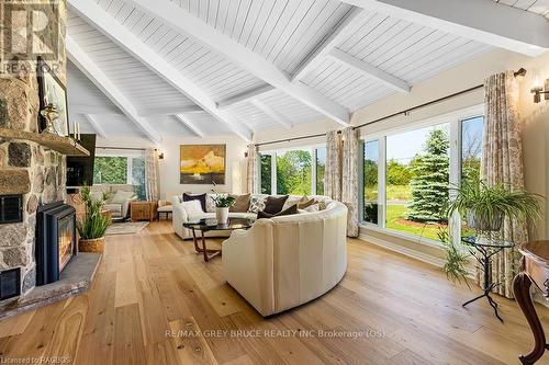 15 Isthmus Bay Road, Northern Bruce Peninsula, ON - Indoor Photo Showing Other Room With Fireplace