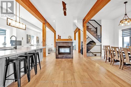 63011 Dufferin Rd 3 Road, East Garafraxa, ON - Indoor Photo Showing Dining Room With Fireplace