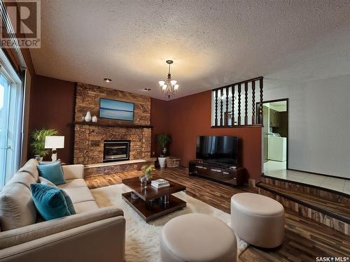 1282 111Th Street, North Battleford, SK - Indoor Photo Showing Living Room With Fireplace