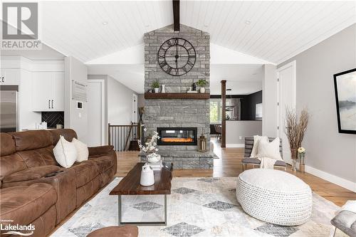 450 Fowlers Road, Huntsville, ON - Indoor Photo Showing Living Room With Fireplace