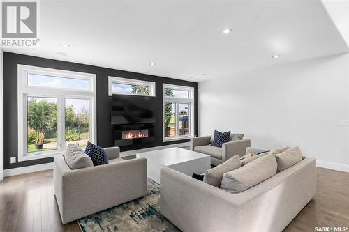 110 Sauer Crescent, Saskatoon, SK - Indoor Photo Showing Living Room With Fireplace