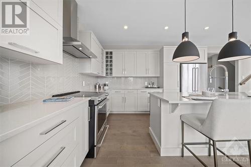 Lots of kitchen cabinetry  with upgraded cabinetry detail,  countertops, lighting and plumbing fixtures - 106 Westphalian Avenue, Ottawa, ON - Indoor Photo Showing Kitchen With Upgraded Kitchen