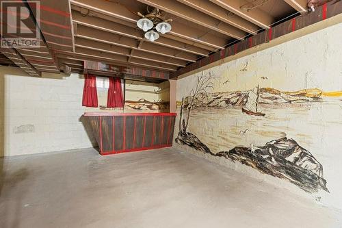 Recreation room showing 1960's bar & first of sevceral murals. - 815 Joseph Street E, Cardinal, ON - Indoor Photo Showing Basement