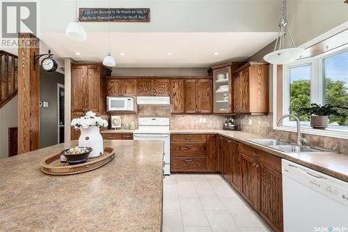 319 Tatanka Drive, Buffalo Pound Lake, SK - Indoor Photo Showing Kitchen With Double Sink