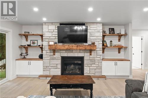 668 Bruce Road 9, South Bruce Peninsula, ON - Indoor Photo Showing Living Room With Fireplace