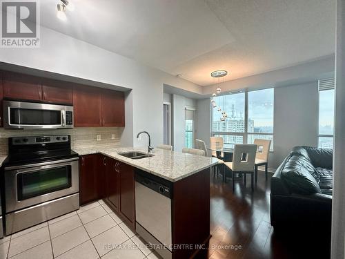 3301 - 208 Enfield Place, Mississauga, ON - Indoor Photo Showing Kitchen With Stainless Steel Kitchen With Double Sink