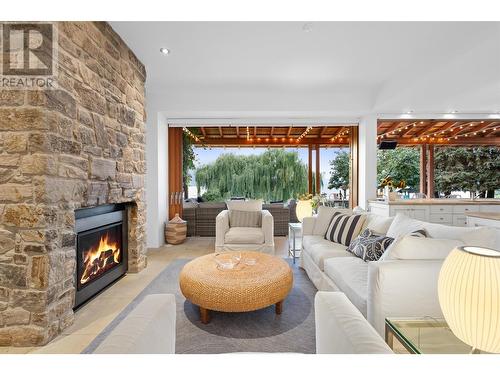 106 Devon Drive, Okanagan Falls, BC - Indoor Photo Showing Living Room With Fireplace