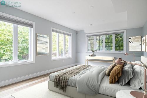 Virtually Staged grade level bedroom - 175 Oakhill Place, Hamilton, ON - Indoor Photo Showing Bedroom