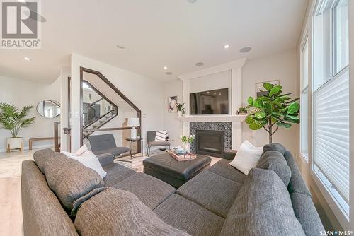 4432 Sage Drive, Regina, SK - Indoor Photo Showing Living Room With Fireplace