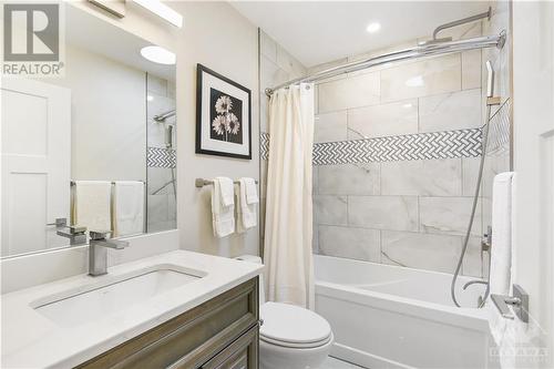 Power is available to install electric bidet seat in the 2nd floor main bath. Awesome tubular skylight adds so much natural light! - 134 Bayview Drive, Ottawa, ON - Indoor Photo Showing Bathroom