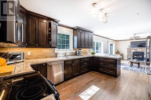 3071 Beachwood Drive, Smith-Ennismore-Lakefield (Lakefield), ON - Indoor Photo Showing Kitchen With Fireplace