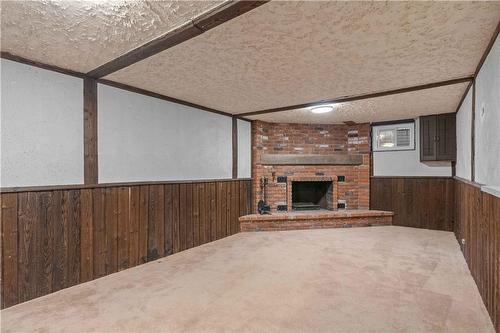 Basement REC Room - 1340 Humphreys Crescent, Burlington, ON - Indoor With Fireplace