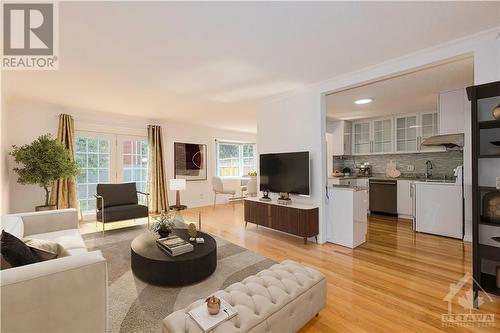 Digitally staged main level with capacious living room - 106 Mcclellan Road, Ottawa, ON - Indoor Photo Showing Living Room