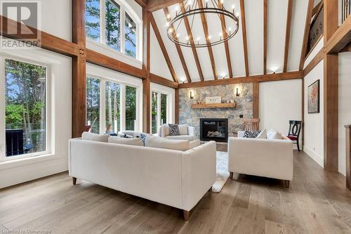 1301 Nordic Road, Arden, ON - Indoor Photo Showing Living Room With Fireplace